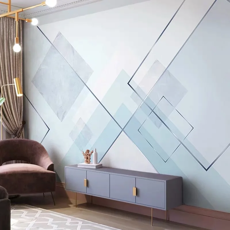 Bacal papel de pared Custom wallpaper fashion 3d photo mural stereo geometric abstract Blue Square background | Обустройство дома
