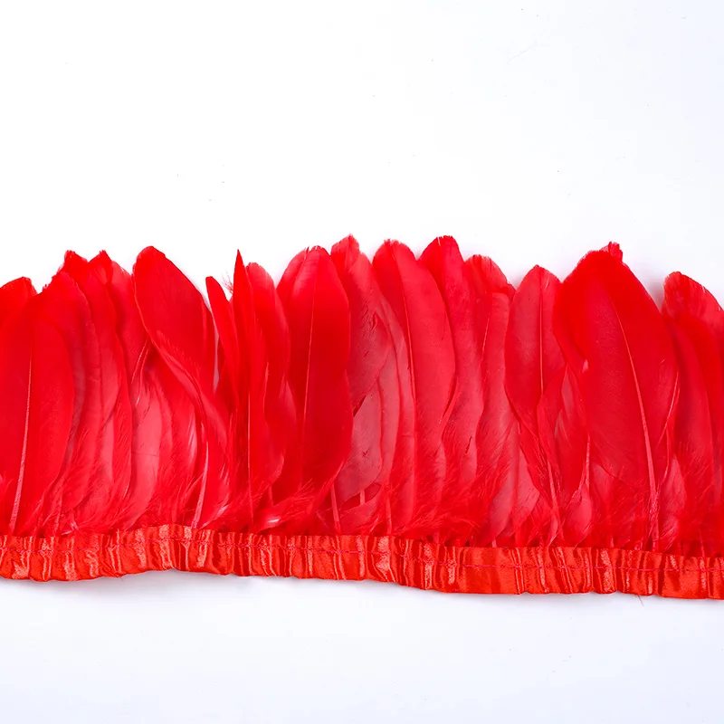 

Goose feather cloth 2 meters feather length 14-18CM decoration wedding party DIY fabric seaming clothes fluffy art decoration