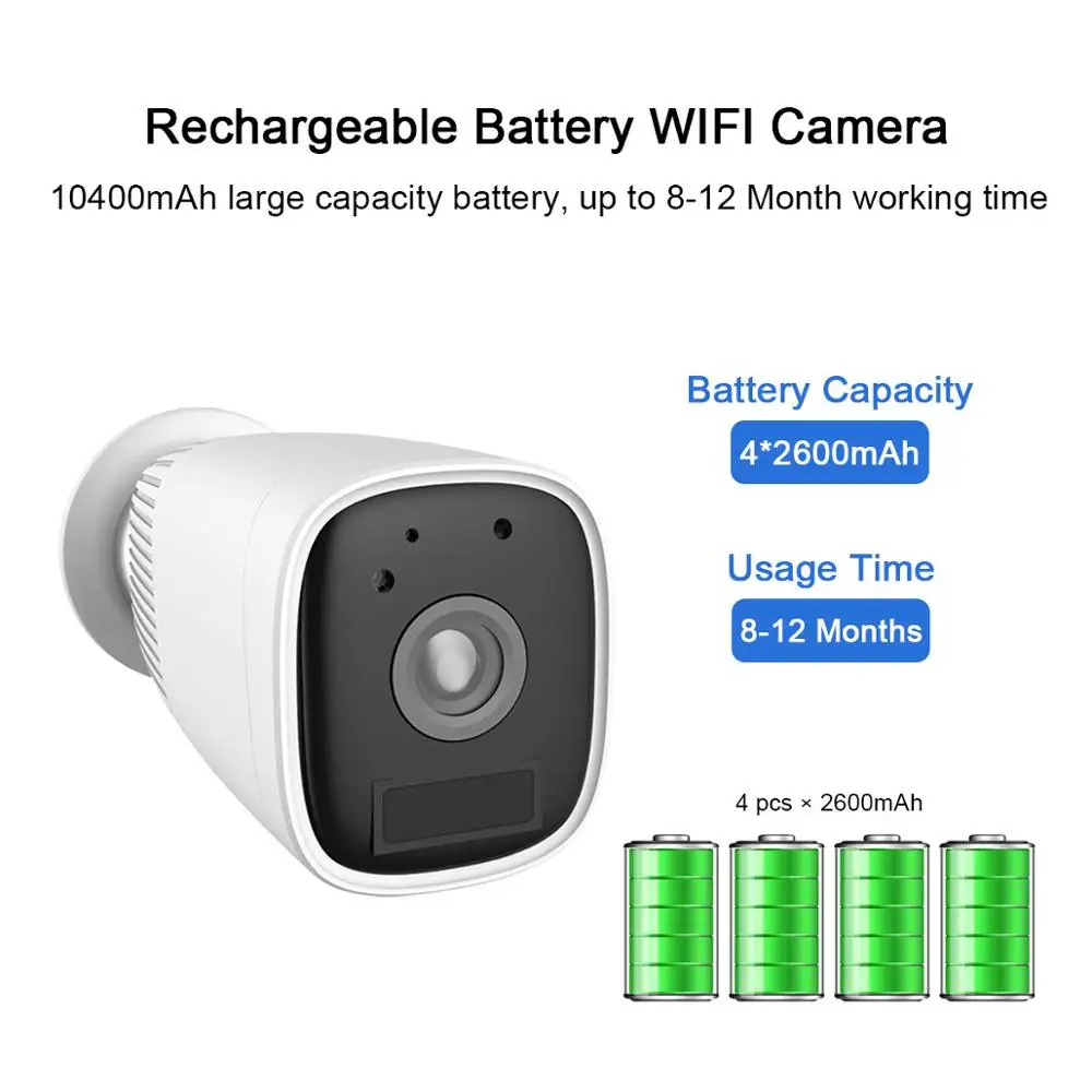 Солнечная WiFi ip-камера 1080P HD беспроводная камера безопасности с зарядкой от аккумулятора для наружного наблюдения
