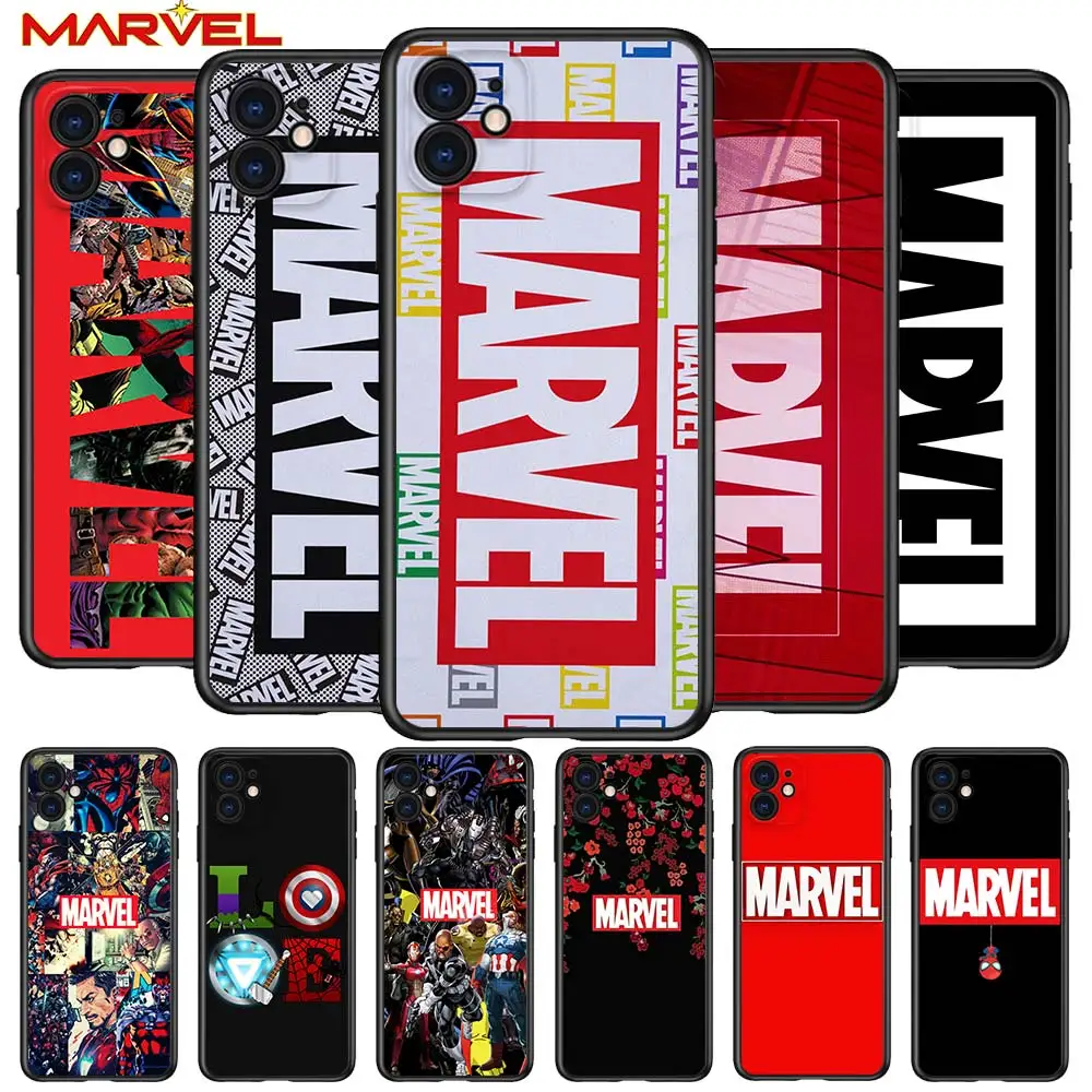 

2021 New Arrival Marvel Logo Cool for Apple iPhone 13 Pro Max Soft Black iPhone 13 Phone Case