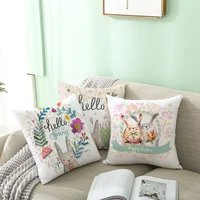 easter day cushion cover cartoon rabbit painting egg single side printed polyester decorative throw pillows case for couch sofa