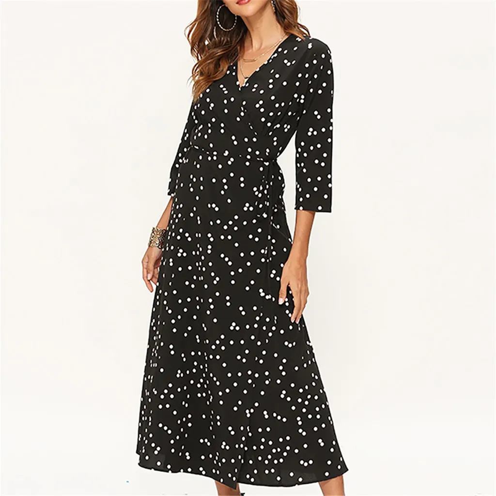 Женское шифоновое платье с v образным вырезом разноцветное Повседневное