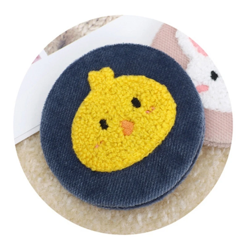 

Plush Cartoon Embroidery 2-Sided Magnifying Makeup Mini Folding Pocket Mirror U2JD