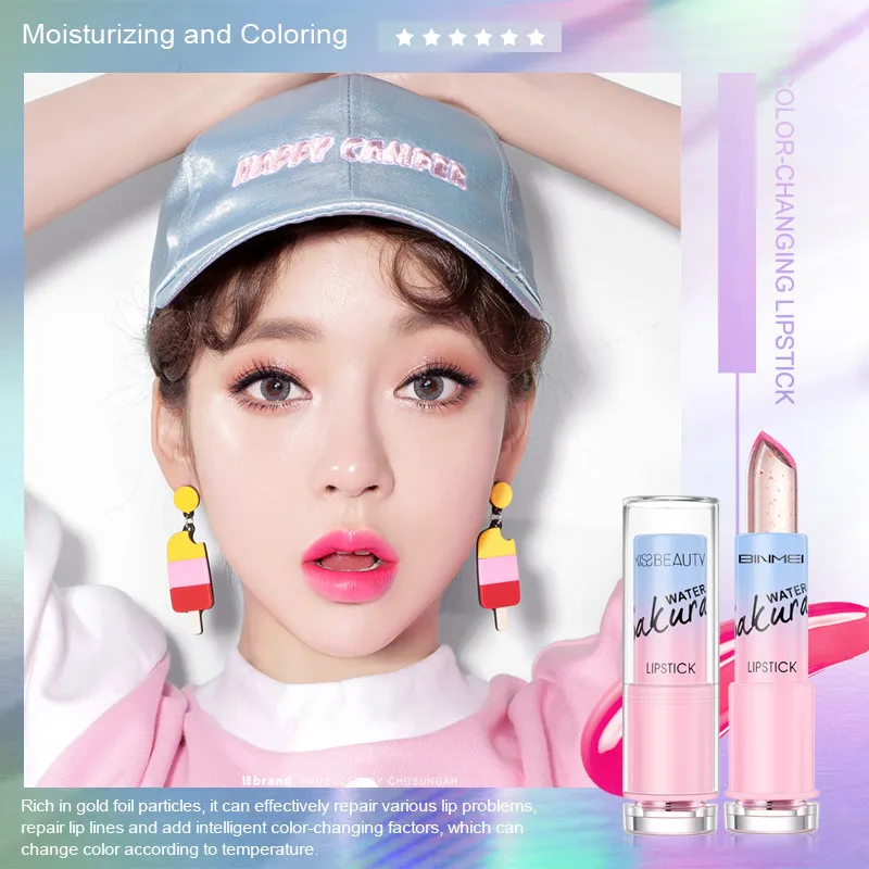 Прозрачная Желейная помада розового цвета меняющая температуру прозрачный