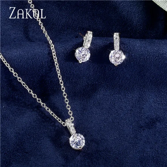 Комплект из колье и серёг с фианитом|Ювелирные наборы| |