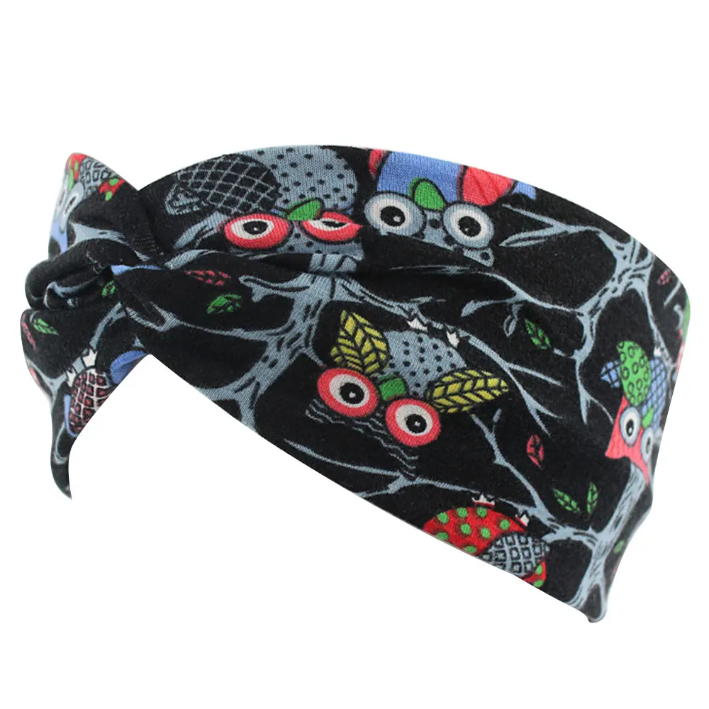 Женские хлопковые повязки с узлом 2 шт. принтом совы в этническом стиле рисунком