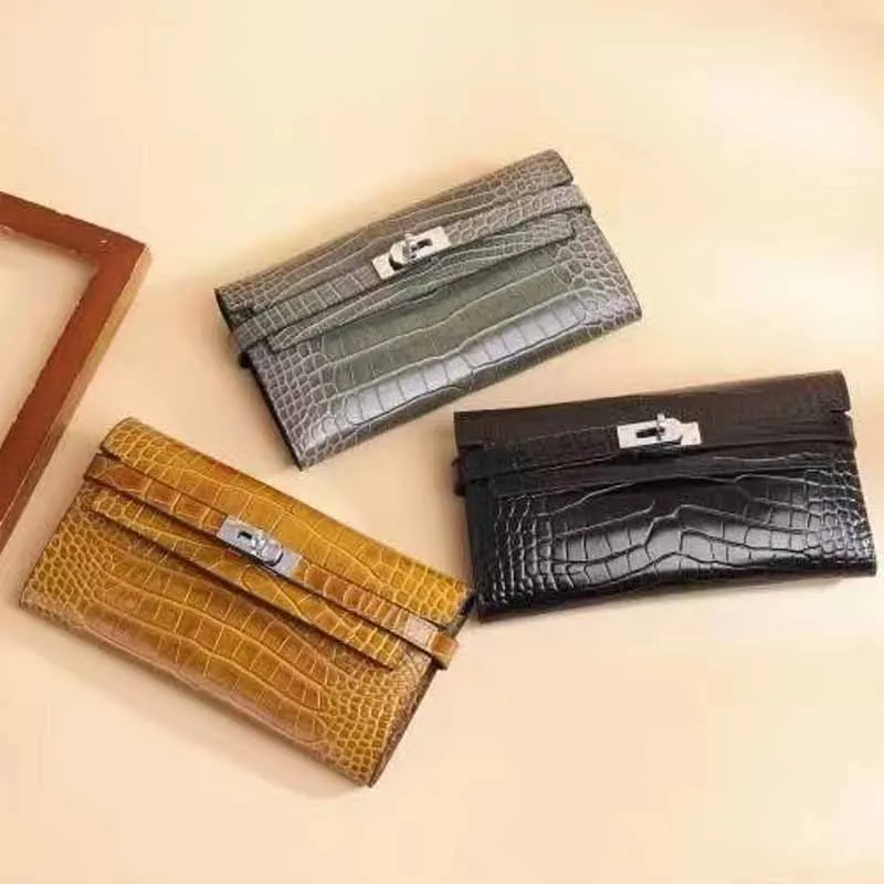 

SUWERER NEW Cowhide women's wallets Crocodile pattern women Genuine Leather bag Fashion cowhide clutch bag women Clutch bag