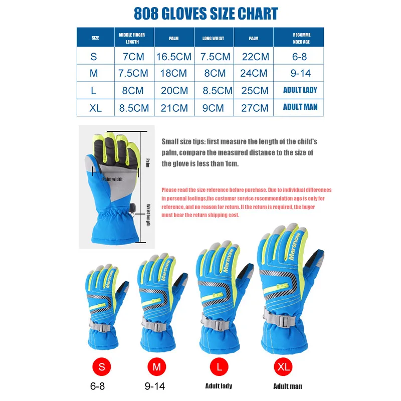 

Ski Gloves Super Warm for Winter Outdoor Ski Cycling Snowmobile Riding Snowboard Accessories Waterproof Gloves Skiing Mittens