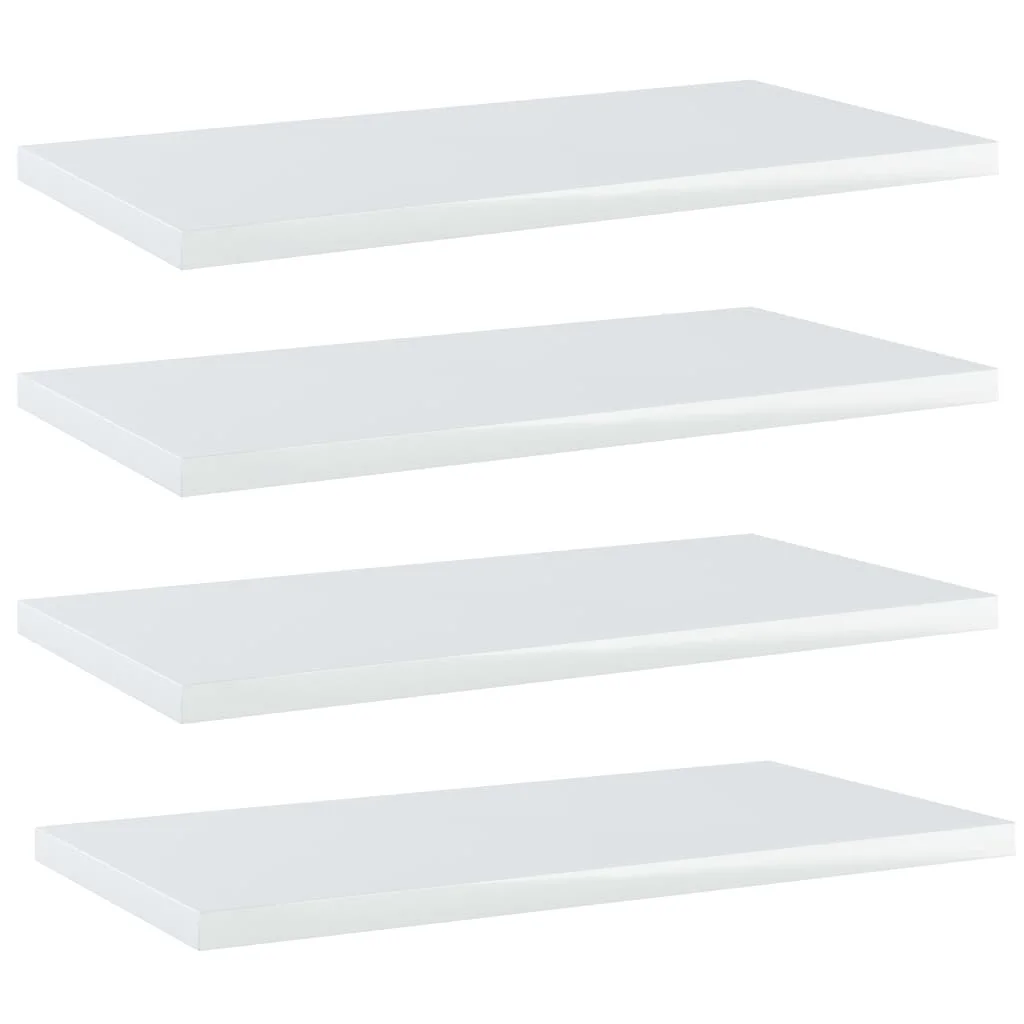 

Bookshelf Boards 4 pcs High Gloss White 15.7"x7.9"x0.6" Chipboard