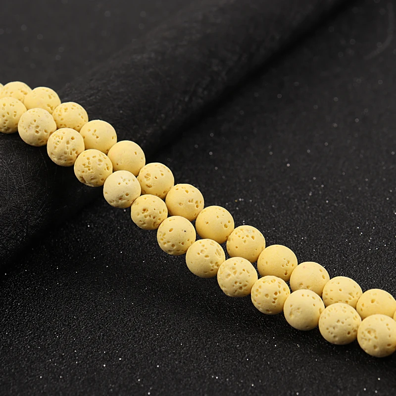 

Natural Stone Yellow Lava Stone Bead Round Yellow Loose Bead For Jewelry DIY Making Bracelet Accessories 15" 6/8/10mm Beadtales