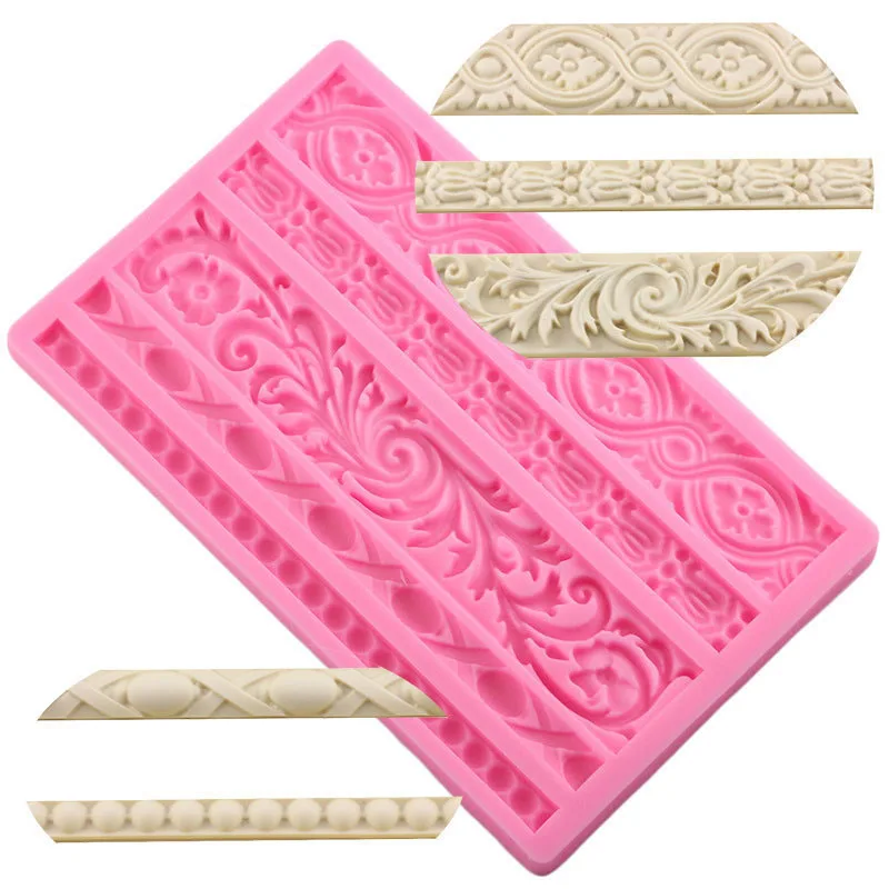 

DIY Silicone Mold Sugarcraft Cake Border Decorating Frame Baroque Scroll Relief Fondant Candy Fimo Clay Chocolate Gumpaste Molds