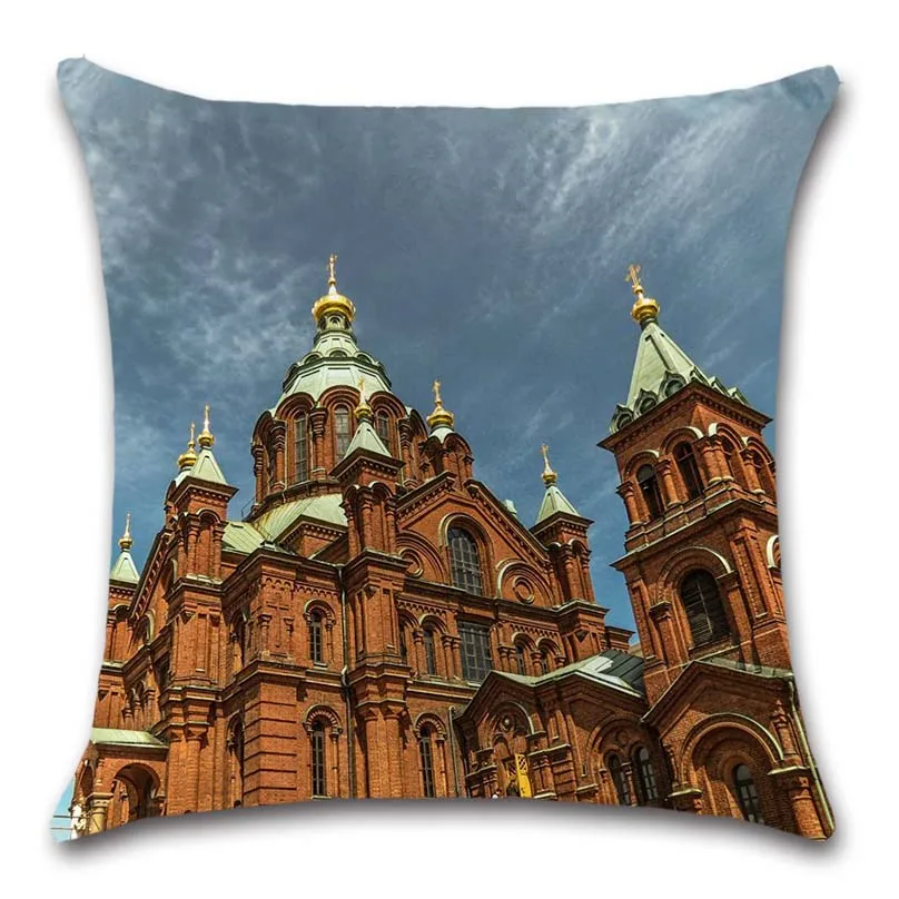 Художественное классическое здание собор церковь белый чехол для подушки