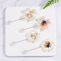 fashion fine camellia flower women four petal five petal one character needle brooch sweater pin coat pins girl accessories gift