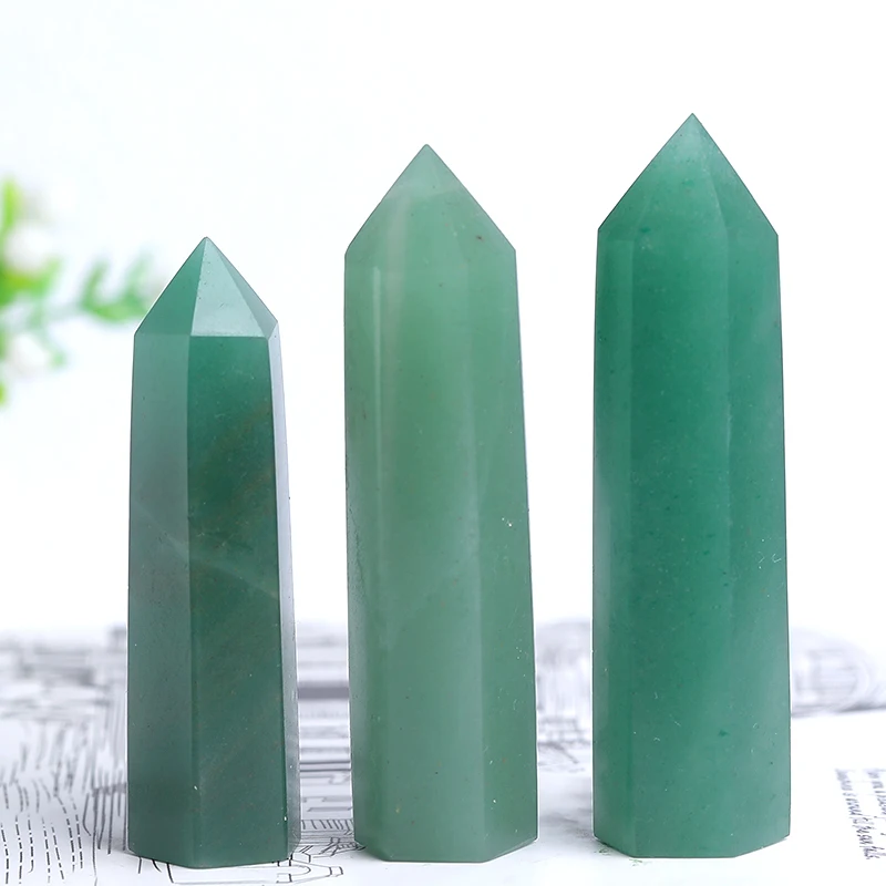 

1PC Natural Aventurine Green Jade Quartz Chakra Reiki Stone Point Hexagonal Crystal Column Home Decor Crafts Healthy Magic Wand