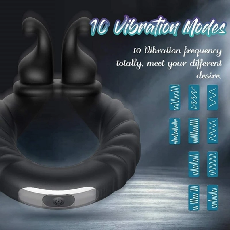 10 Speeds Penis Ring Vibrator Cock Lover Couple Delay Ejaculation Silicone Rings Sexy Male Masturbator Sex Toys for Men | Красота и