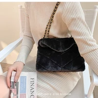 Plush bag womens new fashion chain messenger bag for autumn  winter 2020