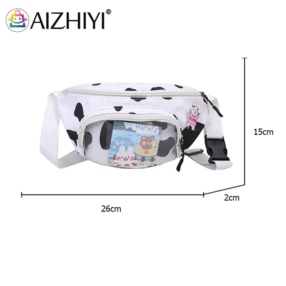 

Fashion Women Transparent Cow Pattern Printing Shoulder Crossbody Chest Bag Casual Ladies Small Handbags Fanny Packs Waist Bags