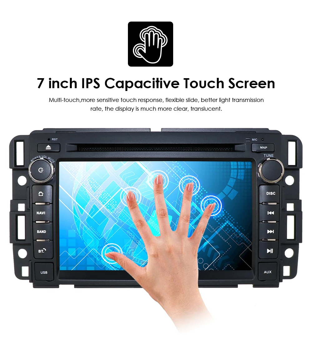 7 inch Quad Core Double Din in Dash Touchscreen FM/AM Radio Receiver Navigation Bluetooth for GMC Chevy Silverado 1500 2012 2+16 |