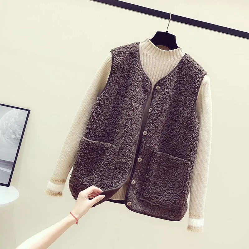 Жилет из меха ягненка для женщин Осень зима 2020 новый модный плюшевый жилет с