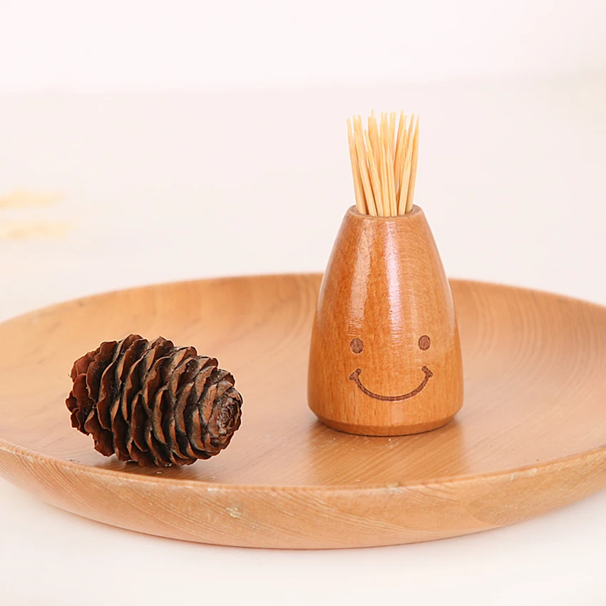 Творческий деревянная зубочистка держатель с милым смайлом - Цена: 59,34 руб.