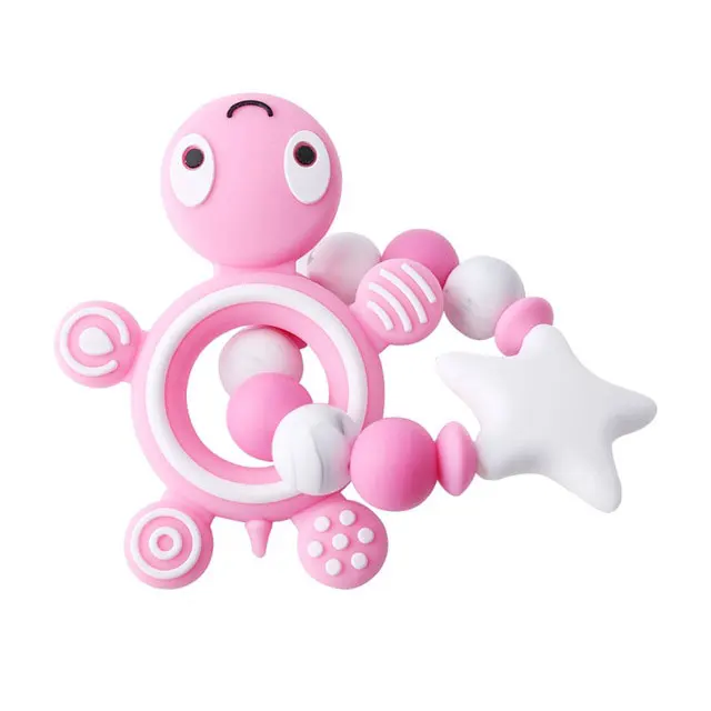 pink turcle Стиль, Детские Прорезыватели, детские погремушки, силиконовые бусины, Пищевая силиконовая погремушка для грызунов, единорог, детская погремушка, Товары для детей, подарок - Цвет: pink turcle