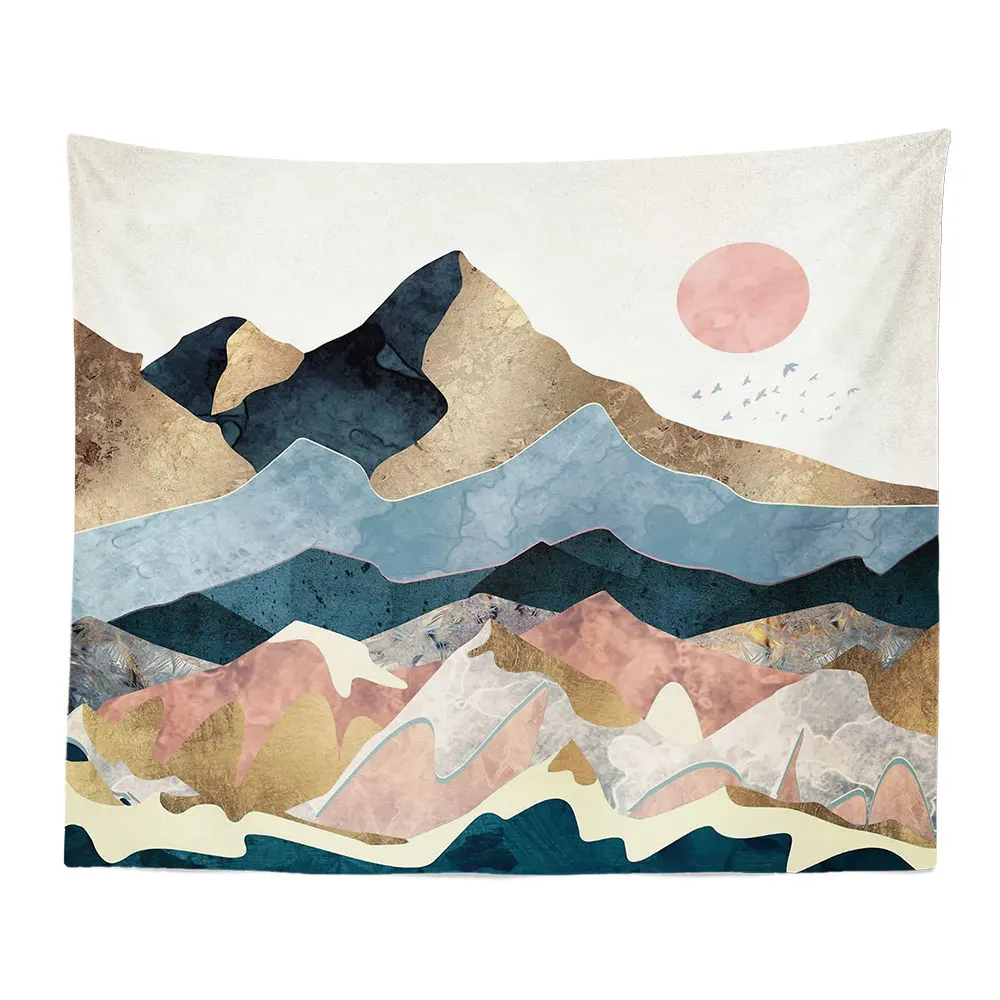 Настенный Ковер с изображением гор и солнца украшения для гостиной в стиле бохо