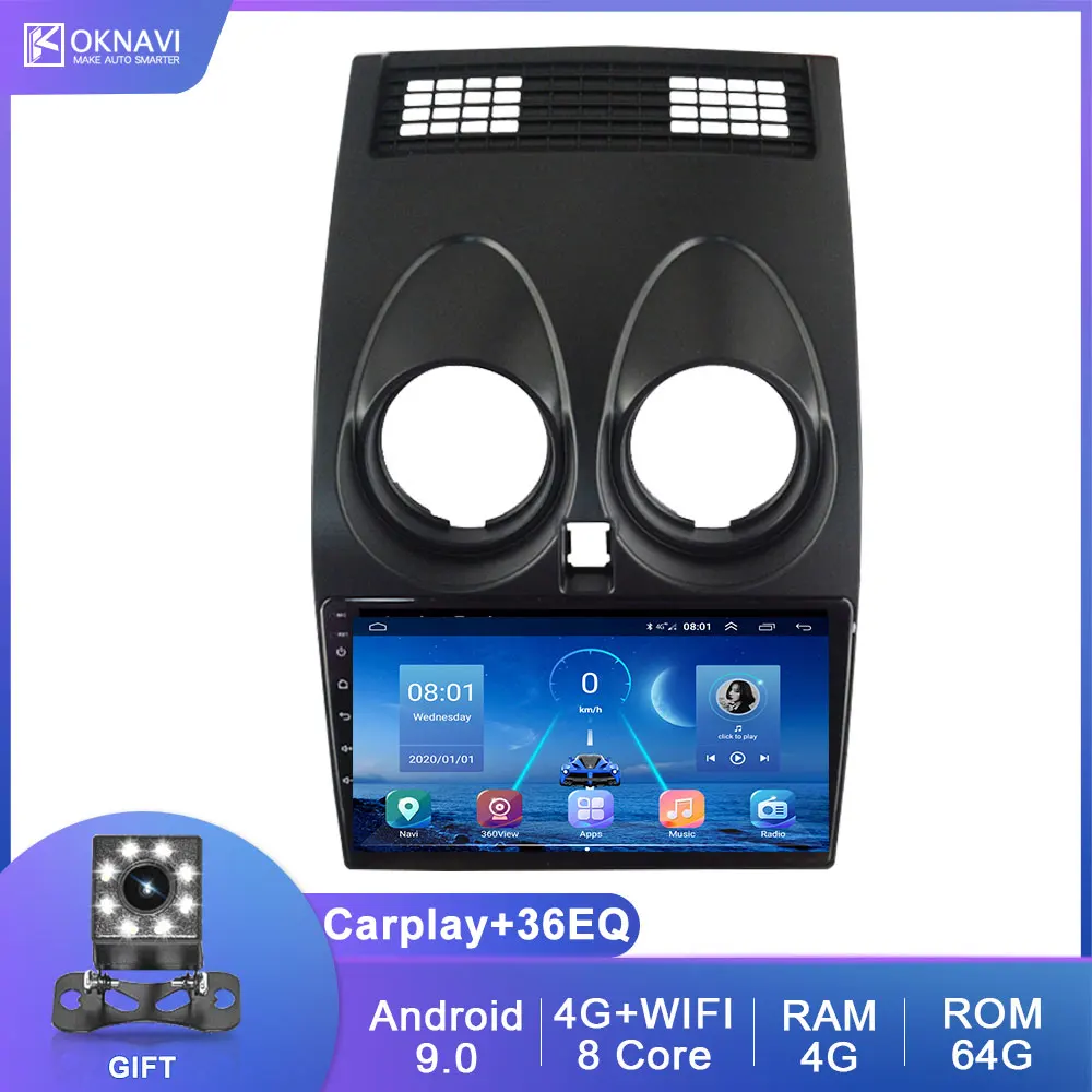 

For Nissan Qashqai 1 J10 2006-2013 Car Multimedia Player WIFI 4G DSP CarPlayer With Rear Camera MIC 2 Din Radio GPS NAVI No DVD