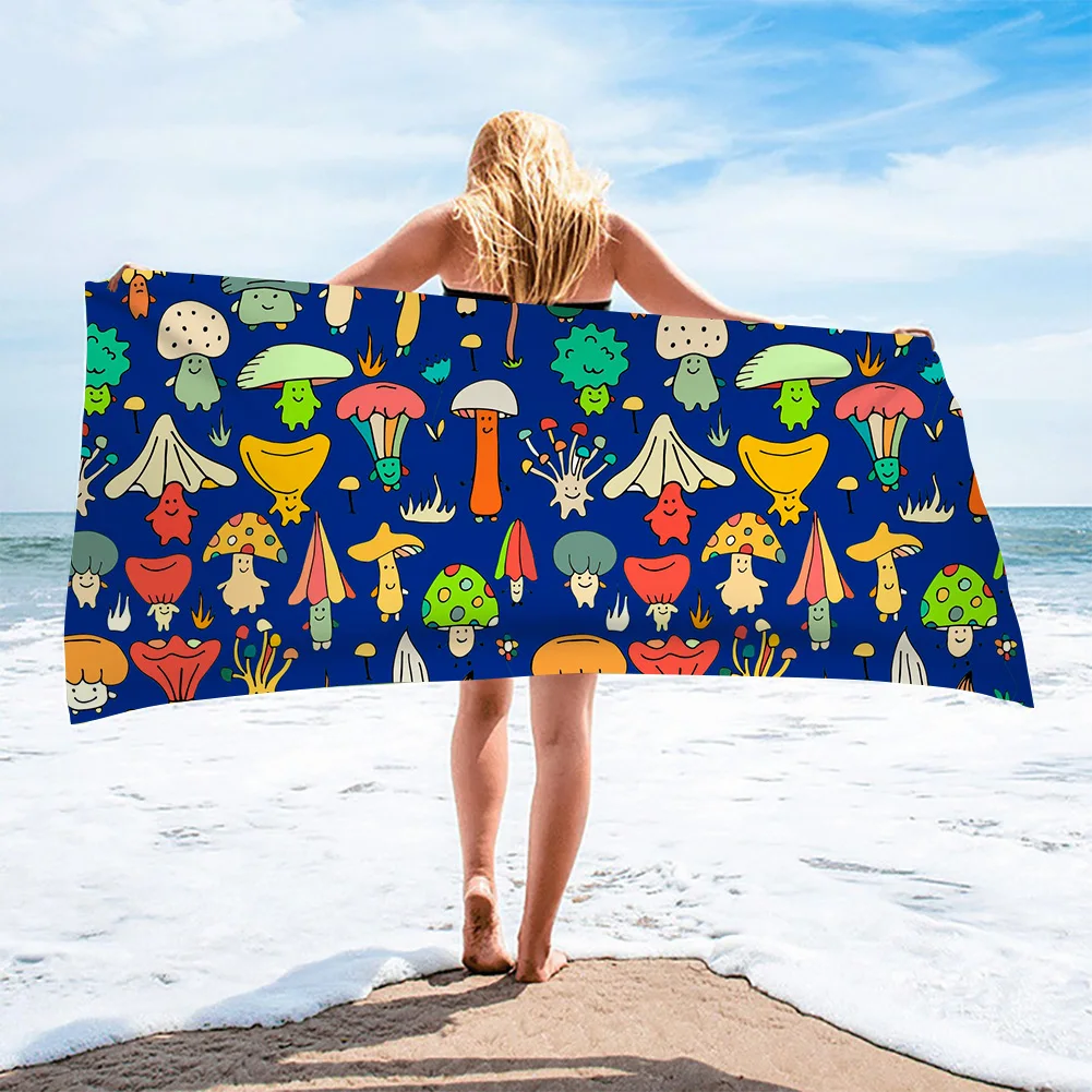 

Phayon Microfiber Bath Towel Large Beach Towel Soft Quick-drying Mushroom Pattern Swimming Towel Camping Tent Travel Blanket