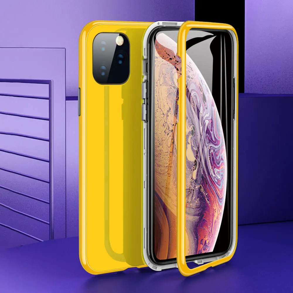 KISSCASE металлический магнитный чехол для iPhone X 7 8 7plus 8plus 11 Pro Max XR XS MAX чехол HD закаленное стекло магнит чехол для телефона крышка