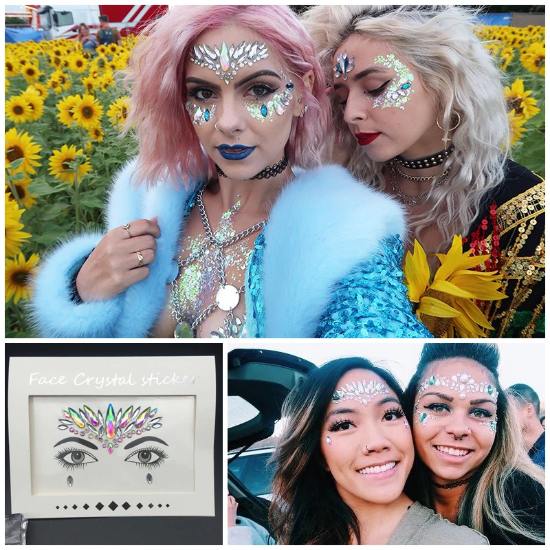 Наклейка на лицо со вспышкой временные Стразы для тела стеклянные хрустальные