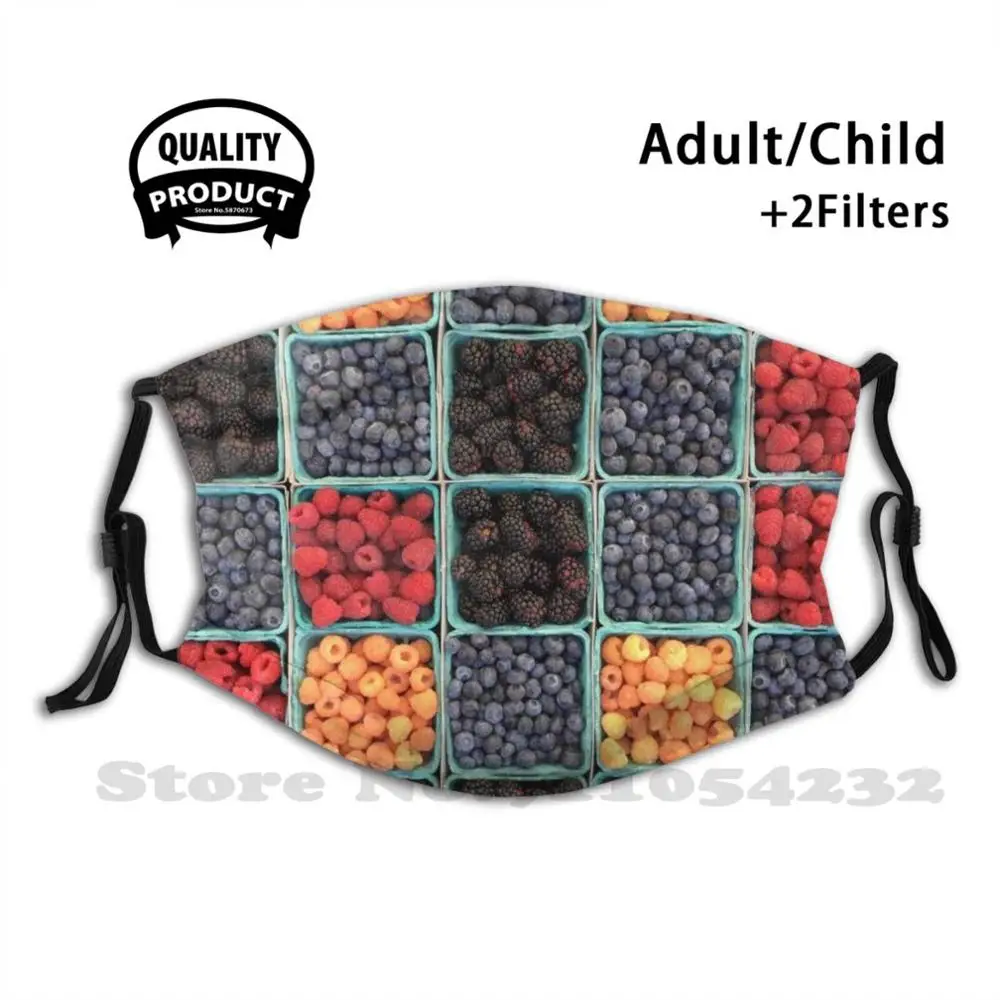 

Полумаска с ягодами для мужчин и женщин, для фермеров, фруктов, черники, малины