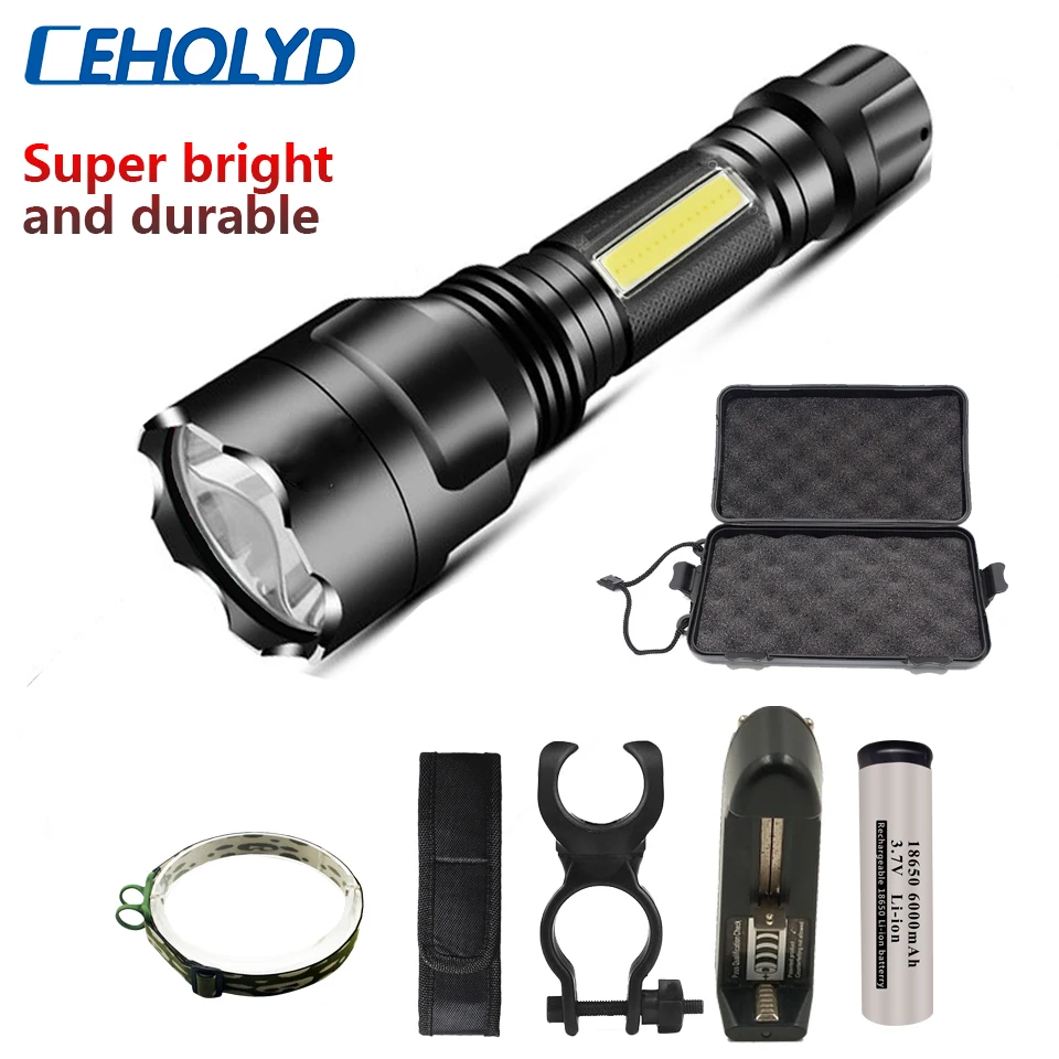 

Durable flashlight 1000000LM XM-L T6 high quality COB Led flashlight flashlight aluminum waterproof hard camping bicycle lantern