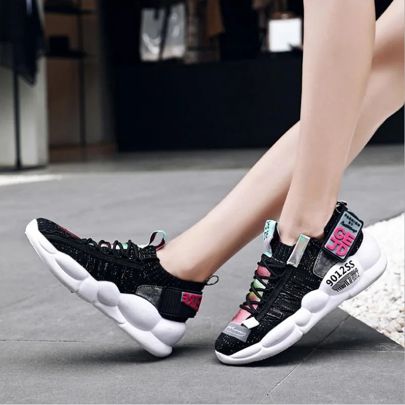 Женские Дышащие Светоотражающие туфли на толстой подошве весна лето 2019|Женские