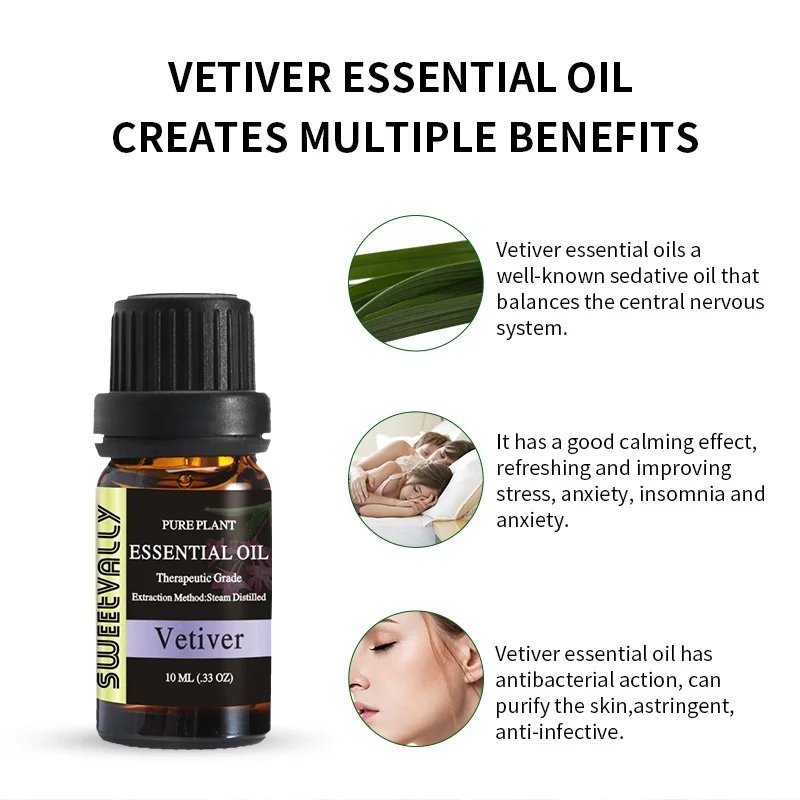 Эфирное масло ветивера 10 мл антитревожное эфирное для сна успокоения