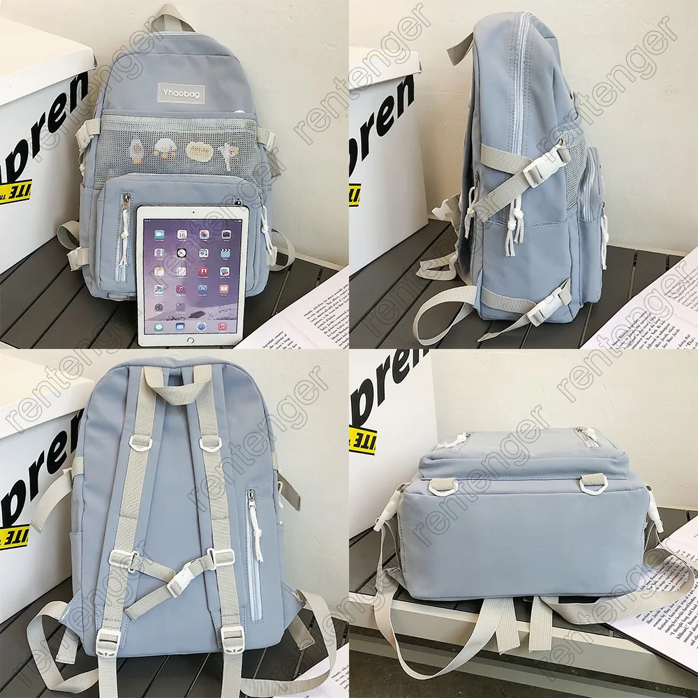 

Lady Nylon Cartoon Badge Backpack Kawaii Female School Bag Mesh Girl Book Cute Backpack Women Student Net Bag Fashion Trendy New