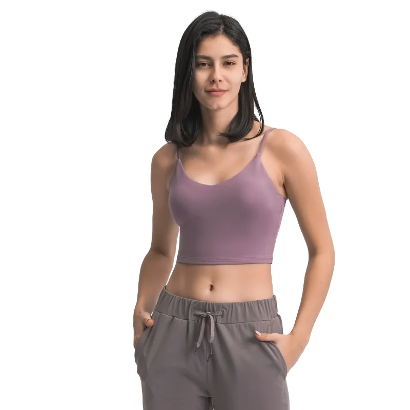 

New style yoga clothes ladies top sexy V-neck tie cup vest chest pad beautiful back fitness sports bra