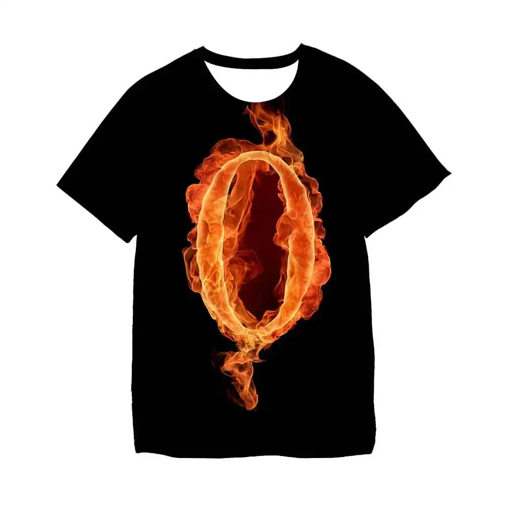 

Children's High-Quality Fashion Sale Flame Alphanumeric Boys And Girls New Summer T-Shirt Round Neck Short Sleeve 3D Printing 4Y