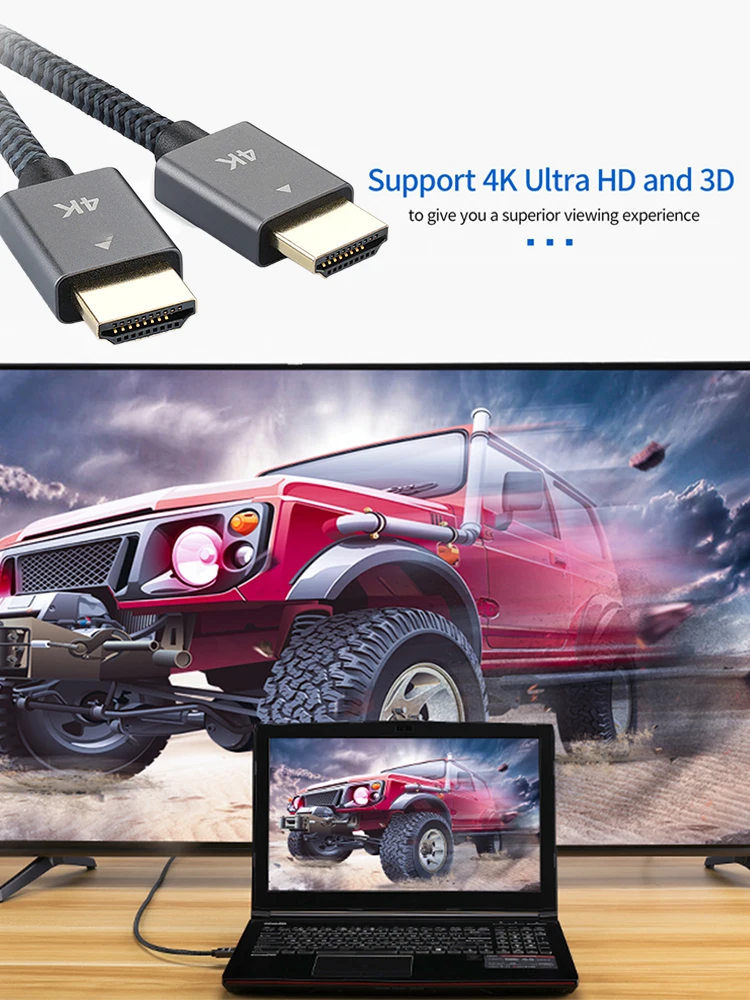 

Aluminum Casing Nylon Braided HDMI-Compatible Cable 4K High-Speed HDMI-Compatible 2.0 Male To Male Cable HD 4K 60Hz 18Gbps