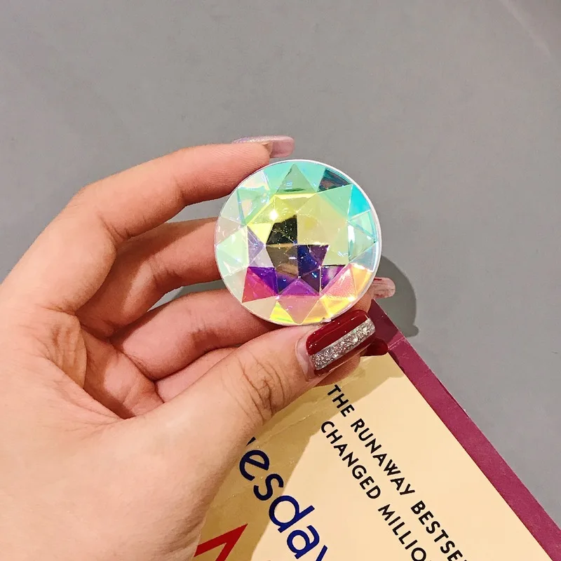 

Popular Glitter Bling Colorful Luxury Diamond Finger Grip ABS Ring Stand Foldable Holder Folding Phone Brackets Mount for IPhone