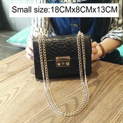 small black Модная женская сумка с откидной застежкой Брендовые женские сумки с цепочкой крокодиловый дневной клатч роскошные сумки через плечо - Цвет: small black