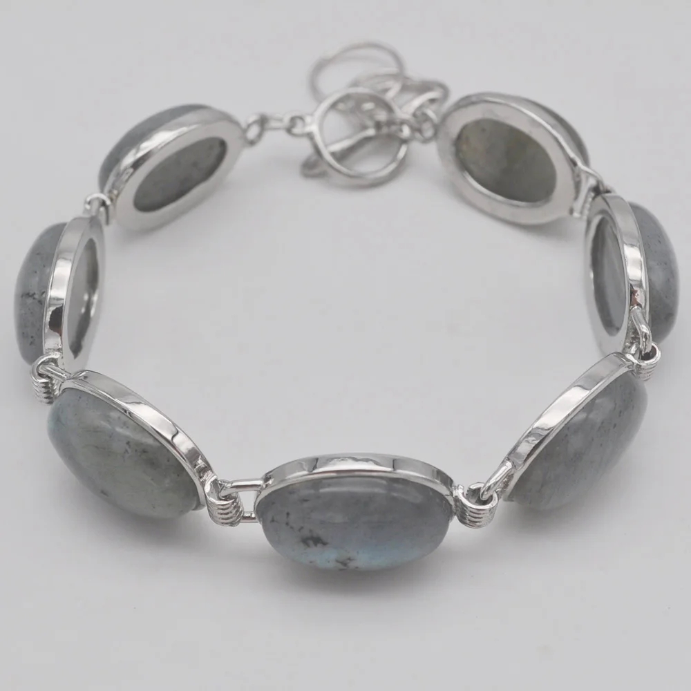 Labradorite Песчаник/Родонит/изображение/опал/Lapis/Howlite/кристалл камень драгоценный браслет из натурального камня 8 дюймов ювелирные изделия для женщин подарок G047-G063 - Окраска металла: Labradorite