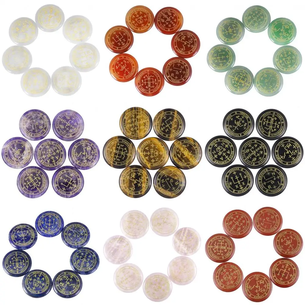 TUMBEELLUWA Healing Crystal полированный гравированный круглый камень для беспокойства