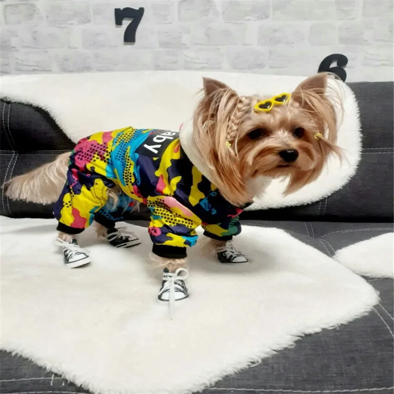 Камуфляжный комбинезон для собак толстый теплый зимний домашних животных