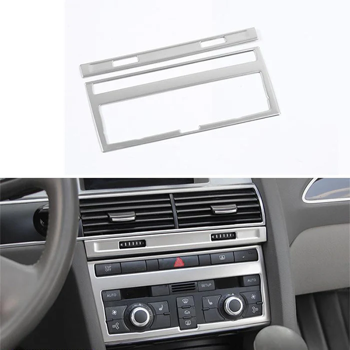 Silver Car Styling For Audi A6 C5 C6 Dashboard Keyhole Decorative Frame Air Vents Panel Covers Carbon Fiber Stickers Trim Accessories - Название цвета: Silver