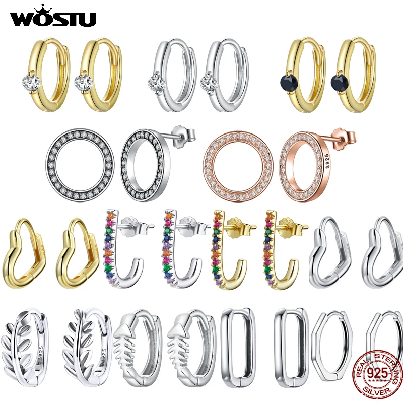 Женские серьги гвоздики WOSTU Forever Circle 100% Стерлинговое Серебро 925 пробы