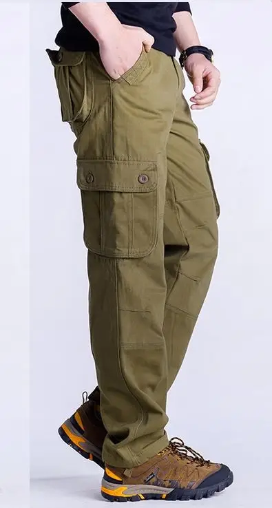 army yellow MIXCUBIC наружные тактические штаны с несколькими карманами, вареные, хлопок, ноские армейские комбинезоны, мужские брюки-карго, мужские большие размеры 30-44 - Цвет: army yellow