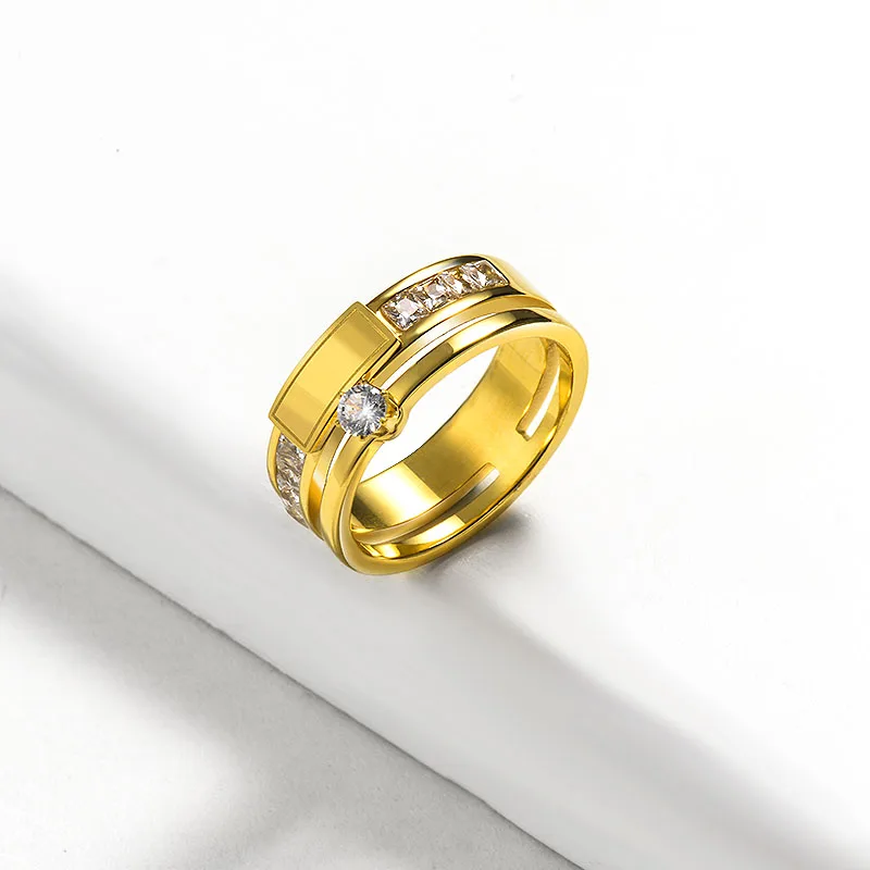 Baoyan позолоченное кольцо из нержавеющей стали обручальное с большим кубическим