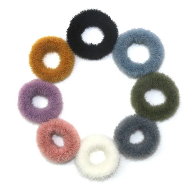 Теплая резинка для волос из искусственного меха мягкая плюшевая повязка женщин