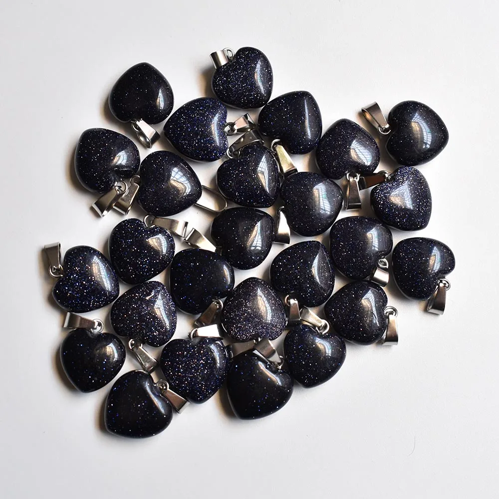 Мода 2020 высокое качество Голубой песок камень сердце подвески подходит для