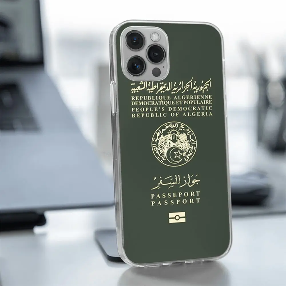 Алжирский паспорт Чехол для мобильного телефона прозрачный чехол Iphone 11 12 Pro 5s 6 6s 7